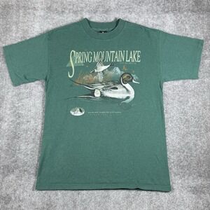 Vintage HL Miller Gold T-Shirt Men's Large Green Duck Spring Mountain USA Resort